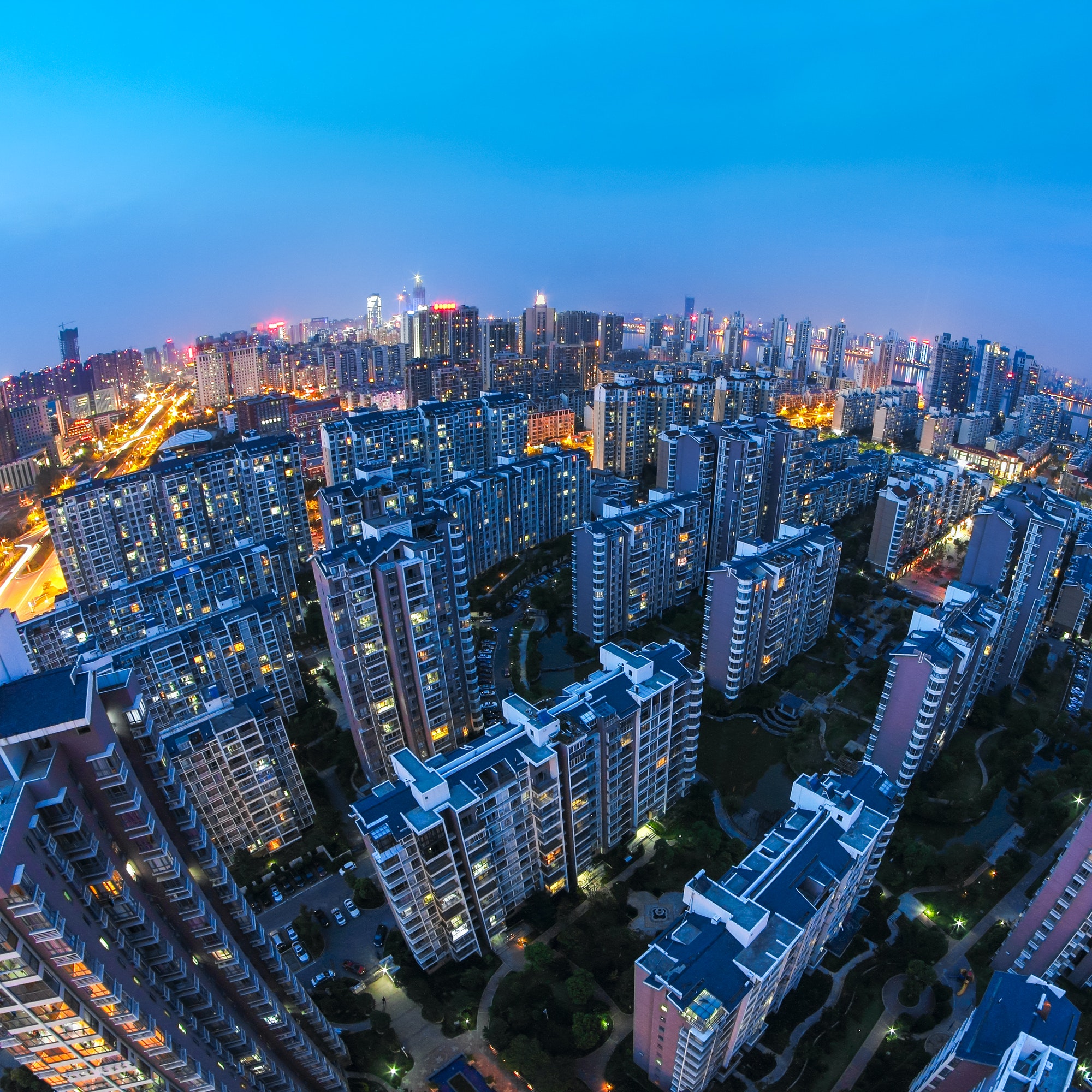 residential area at dusk